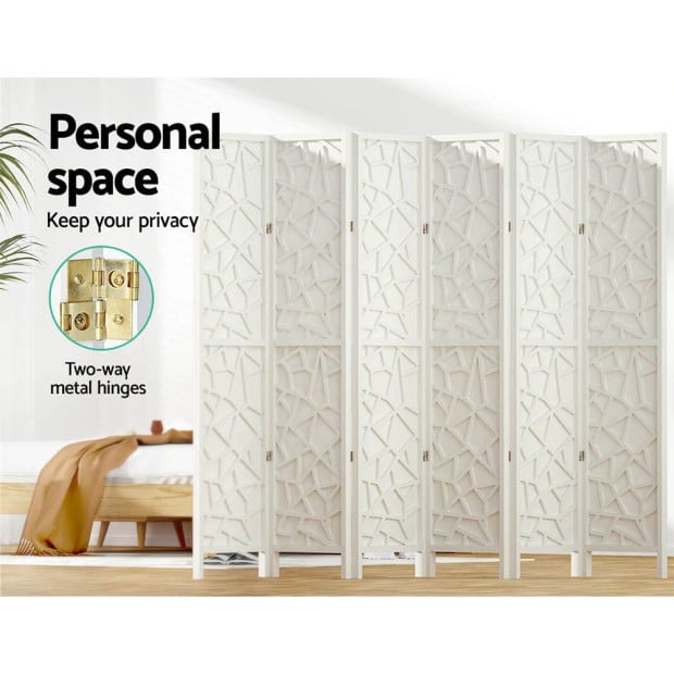 Clover Room Divider Screen Privacy Wood Dividers Stand 6 Panel White Image 5