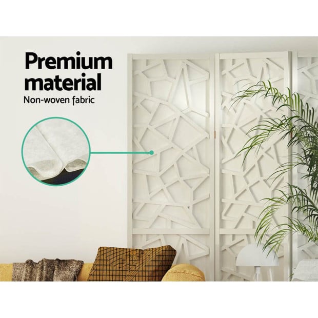 Clover Room Divider Screen Privacy Wood Dividers Stand 6 Panel White Image 7