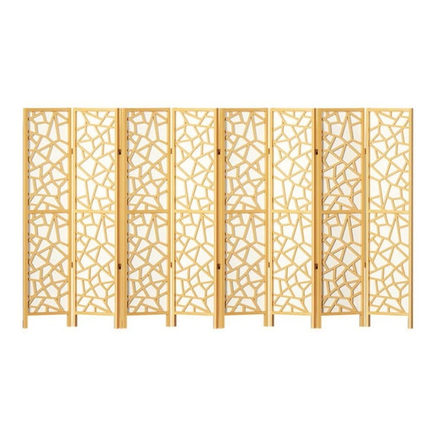 Clover Room Divider Screen Privacy Wood Dividers Stand 8 Panel Natural Image 3