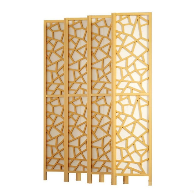 Clover Room Divider Screen Privacy Wood Dividers Stand 8 Panel Natural Image 4