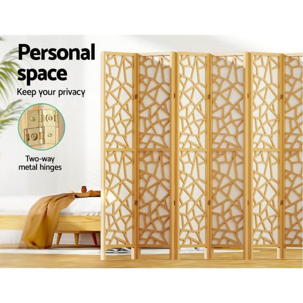 Clover Room Divider Screen Privacy Wood Dividers Stand 8 Panel Natural Image 5