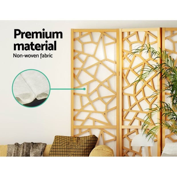 Clover Room Divider Screen Privacy Wood Dividers Stand 8 Panel Natural Image 7