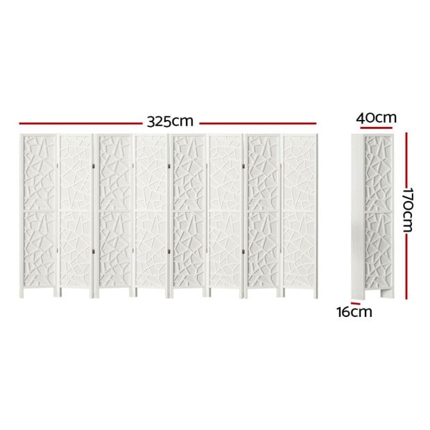 Clover Room Divider Screen Privacy Wood Dividers Stand 8 Panel White Image 2
