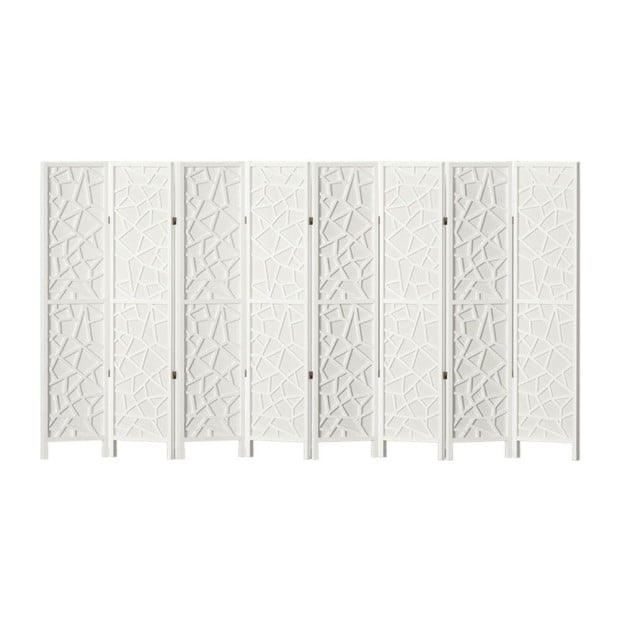 Clover Room Divider Screen Privacy Wood Dividers Stand 8 Panel White Image 3