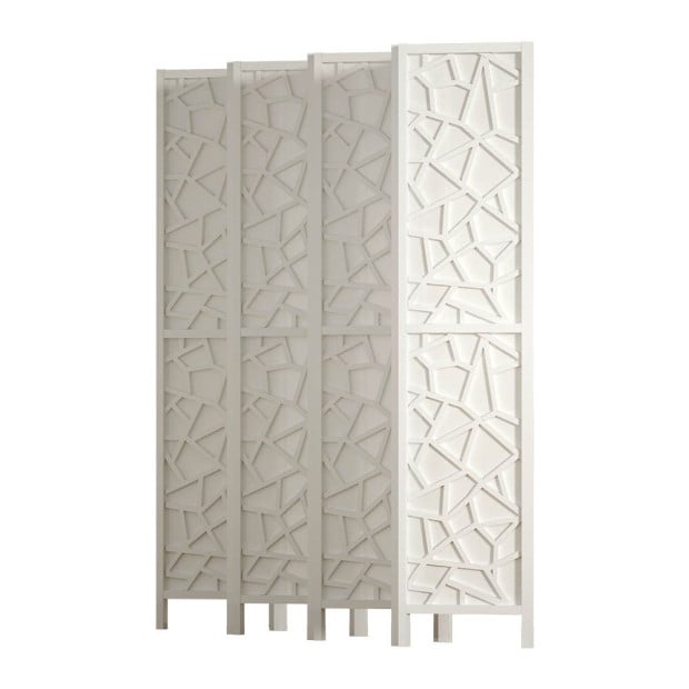Clover Room Divider Screen Privacy Wood Dividers Stand 8 Panel White Image 4