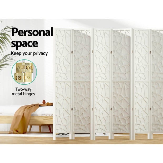 Clover Room Divider Screen Privacy Wood Dividers Stand 8 Panel White Image 5