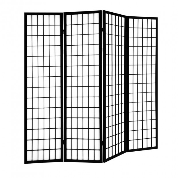 6 Panel Room Divider Privacy Screen Foldable Pine Wood Stand Black