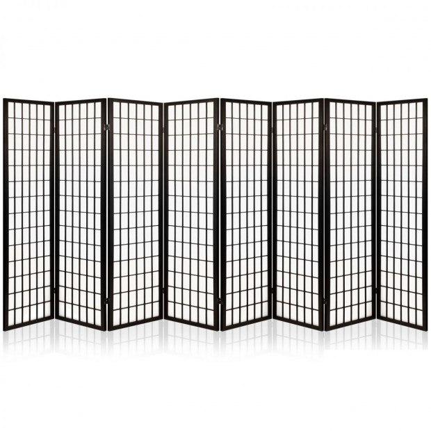 8 Panel Room Divider Privacy Screen Dividers Oriental Vintage Black
