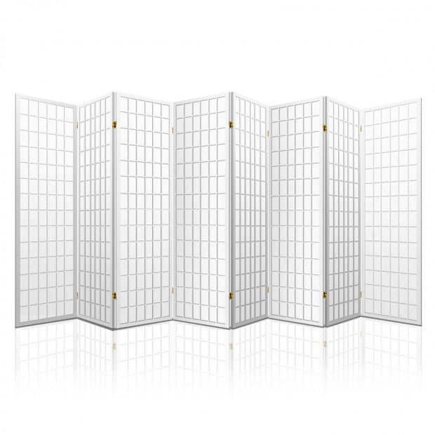 8 Panel Room Divider Screen Dividers Stand Oriental Vintage White