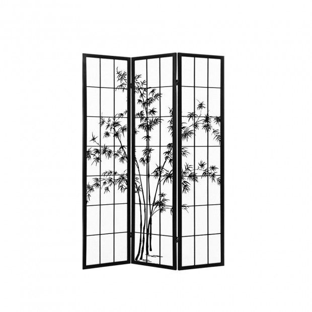 3 Panel Room Divider Screen Privacy Dividers Bamboo Black White
