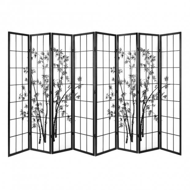 8 Panel Room Divider Screen Dividers Stand Shoji Bamboo Black White