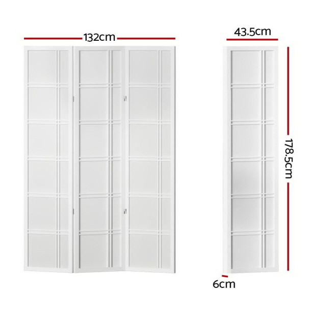 Room Divider Screen Privacy Wood Dividers Stand 3 Panel Nova White Image 2