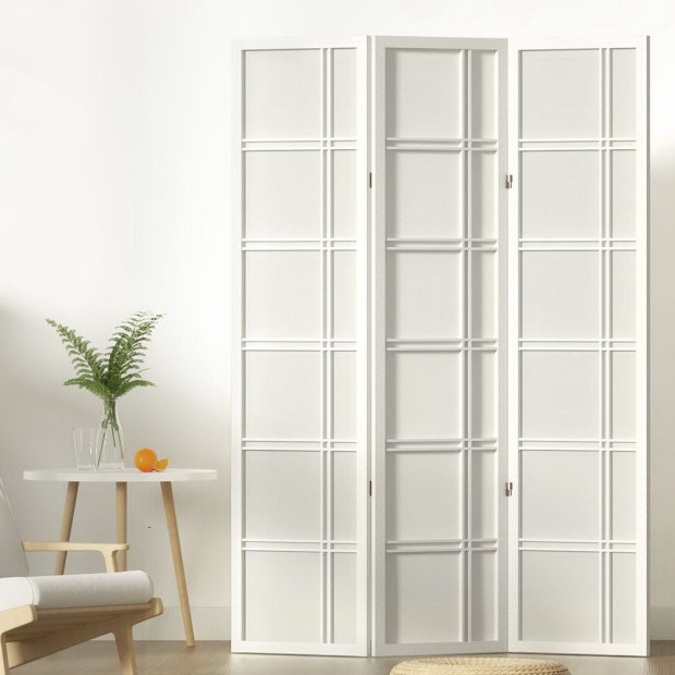 Room Divider Screen Privacy Wood Dividers Stand 3 Panel Nova White Image 8