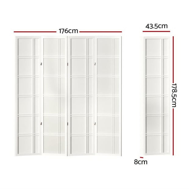 Room Divider Screen Privacy Wood Dividers Stand 4 Panel Nova White Image 2