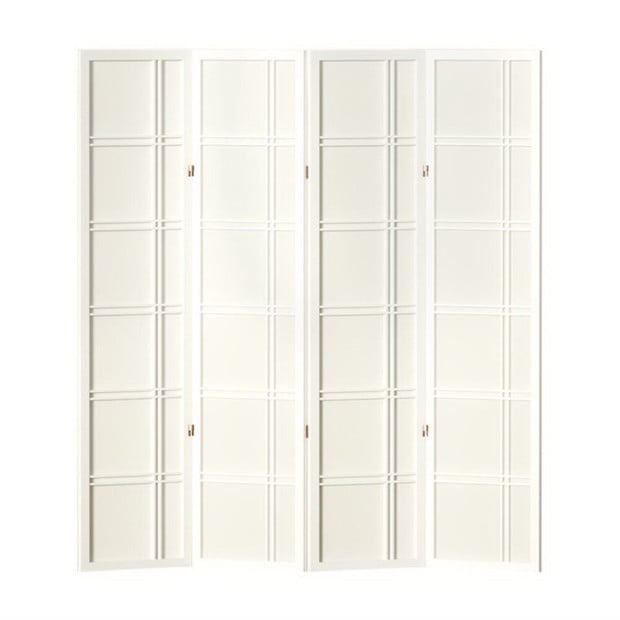 Room Divider Screen Privacy Wood Dividers Stand 4 Panel Nova White Image 3