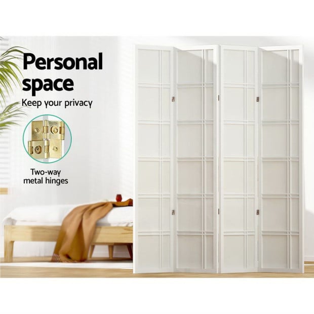 Room Divider Screen Privacy Wood Dividers Stand 4 Panel Nova White Image 5