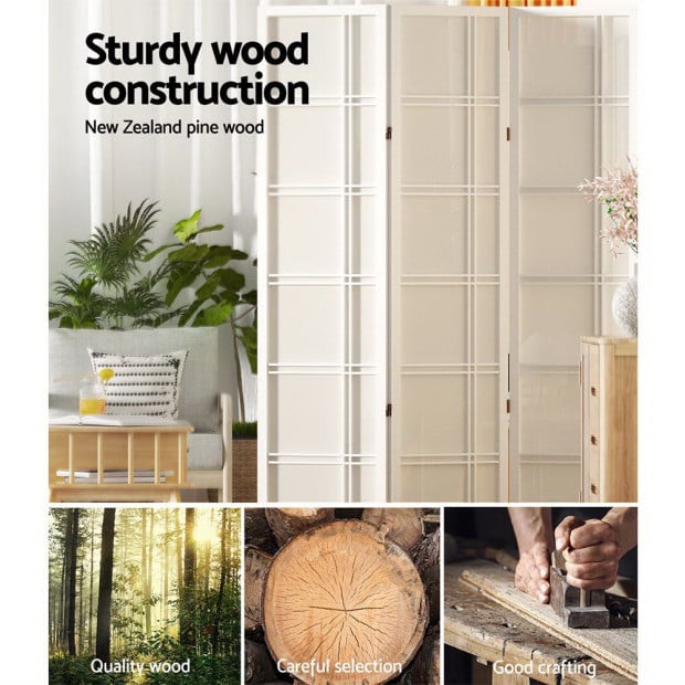 Room Divider Screen Privacy Wood Dividers Stand 4 Panel Nova White Image 6