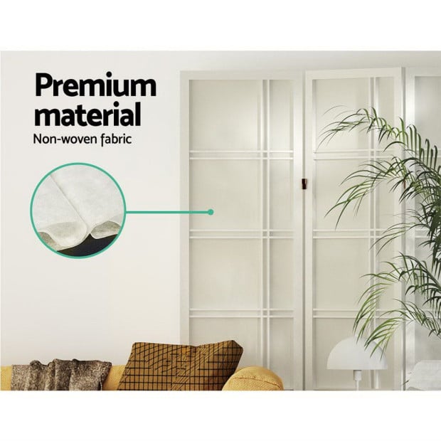 Room Divider Screen Privacy Wood Dividers Stand 4 Panel Nova White Image 7