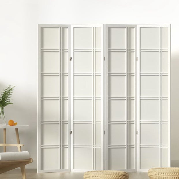 Room Divider Screen Privacy Wood Dividers Stand 4 Panel Nova White Image 8