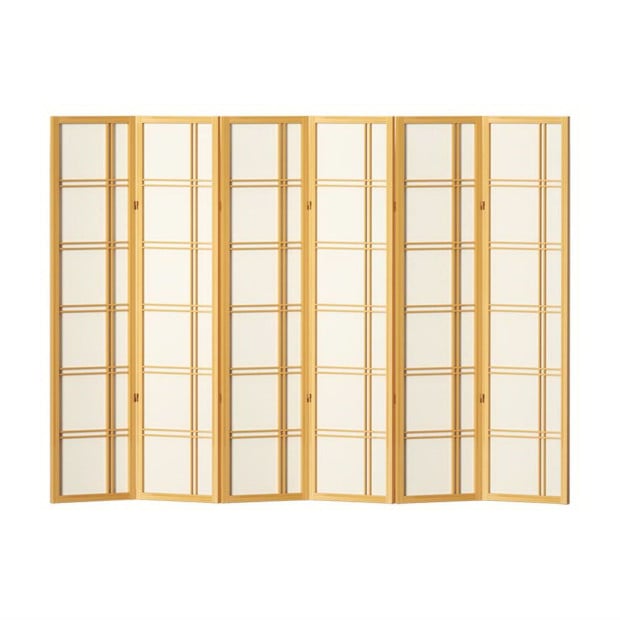 Room Divider Screen Privacy Wood Dividers Stand 6 Panel Nova Natural Image 3