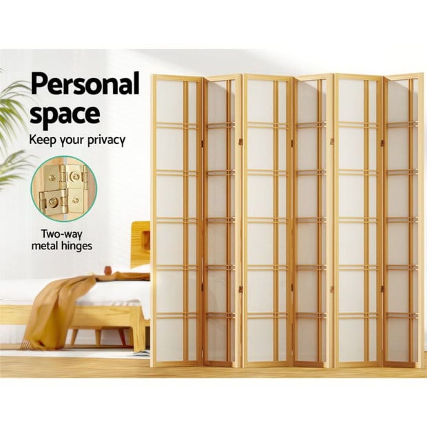Room Divider Screen Privacy Wood Dividers Stand 6 Panel Nova Natural Image 5