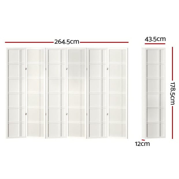 Room Divider Screen Privacy Wood Dividers Stand 6 Panel Nova White Image 2