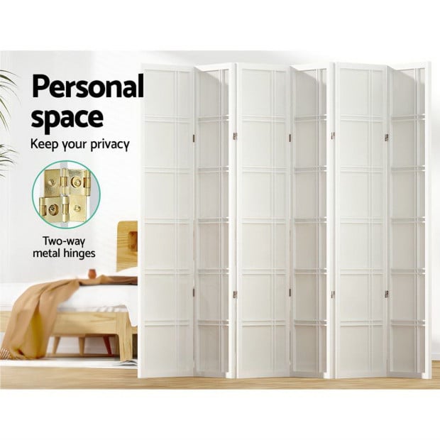 Room Divider Screen Privacy Wood Dividers Stand 6 Panel Nova White Image 5
