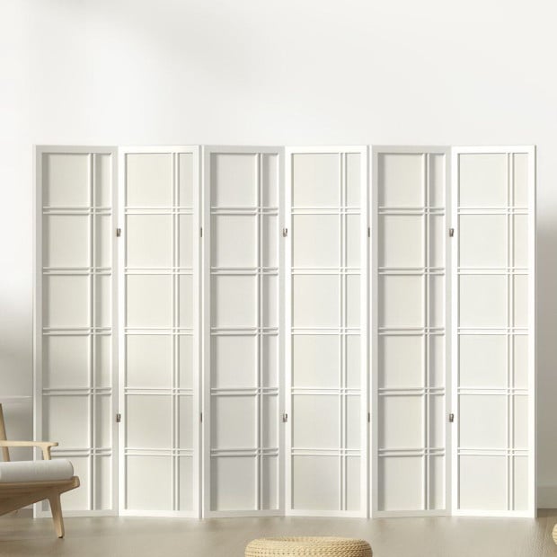 Room Divider Screen Privacy Wood Dividers Stand 6 Panel Nova White Image 8