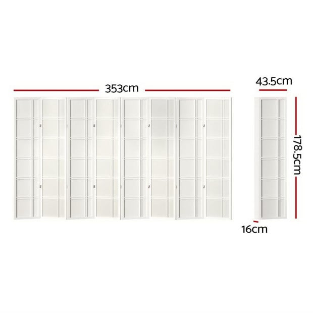 Room Divider Screen Privacy Wood Dividers Stand 8 Panel Nova White Image 2