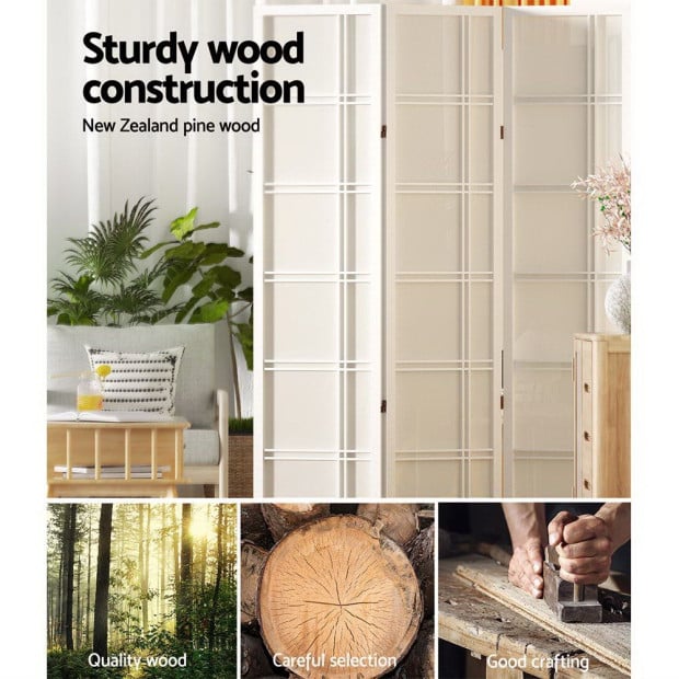 Room Divider Screen Privacy Wood Dividers Stand 8 Panel Nova White Image 6
