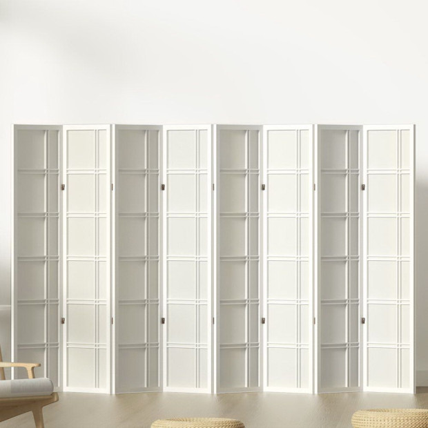 Room Divider Screen Privacy Wood Dividers Stand 8 Panel Nova White Image 8