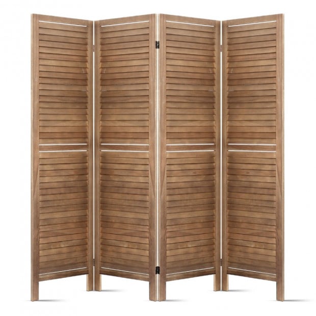 Room Divider Privacy Screen Foldable Partition Stand 4 Panel Brown 163cm x 2cm x 170cm Image 3