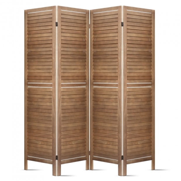 Room Divider Privacy Screen Foldable Partition Stand 4 Panel Brown 163cm x 2cm x 170cm Image 4