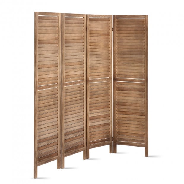 Room Divider Privacy Screen Foldable Partition Stand 4 Panel Brown 163cm x 2cm x 170cm Image 6