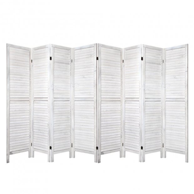 Room Divider Screen 8 Panel Privacy Wood Dividers Stand Timber White