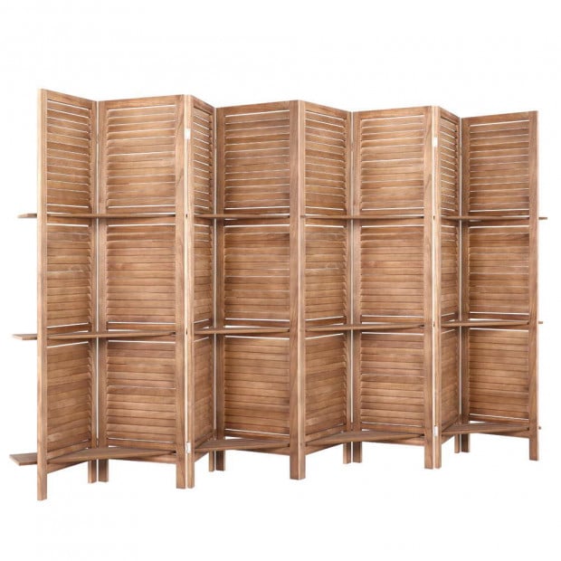 Room Divider Screen 8 Panel Privacy Dividers Shelf Wooden Timber Stand Image 3