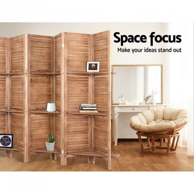 Room Divider Screen 8 Panel Privacy Dividers Shelf Wooden Timber Stand Image 4