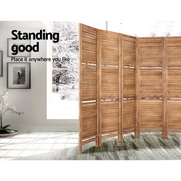 Room Divider Screen 8 Panel Privacy Dividers Shelf Wooden Timber Stand Image 5