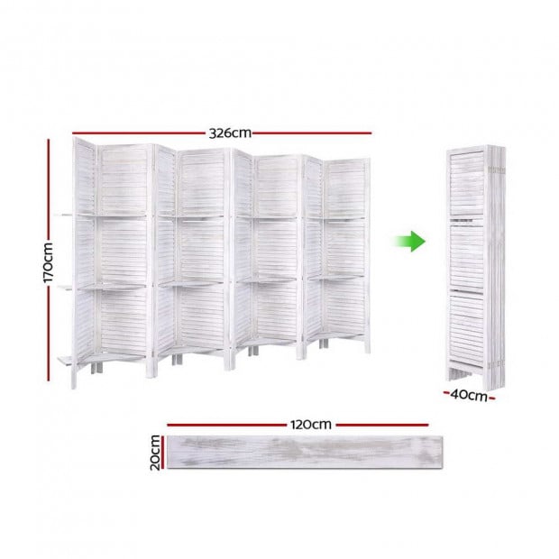 Room Divider Screen 8 Panel Privacy Foldable Dividers Timber Stand Image 2