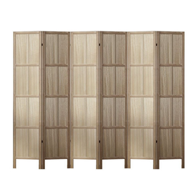 Jade Room Divider Screen Privacy Wood Dividers Stand 6 Panel Brown