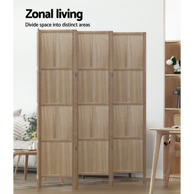 Jade Room Divider Screen Privacy Wood Dividers Stand 6 Panel Brown