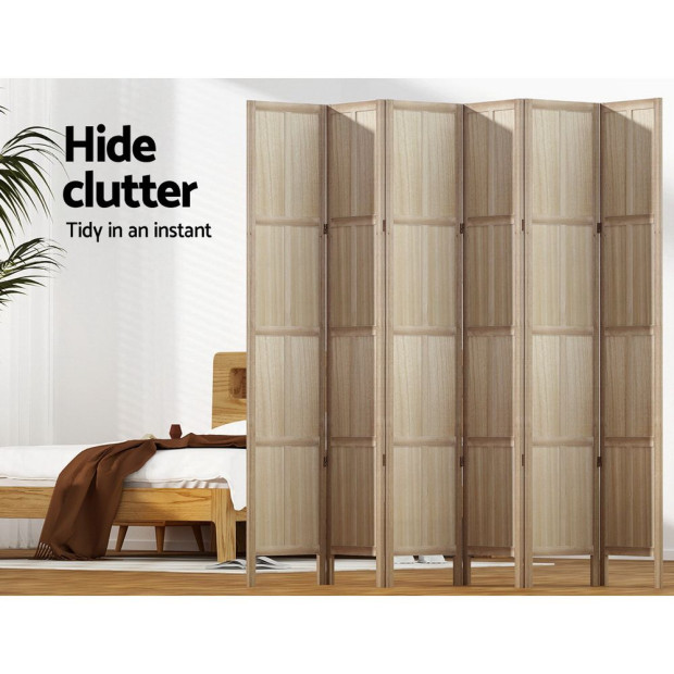 Jade Room Divider Screen Privacy Wood Dividers Stand 6 Panel Brown