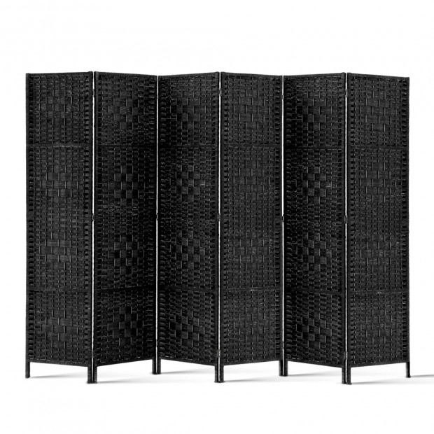 6 Panel Folding Room Divider Black