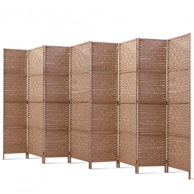 8 Panel Room Divider Privacy Rattan Timber Foldable Dividers Stand