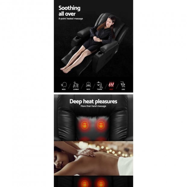 Electric Massage Chair Recliner Lounge Sofa Armchair Heat Leather Image 3