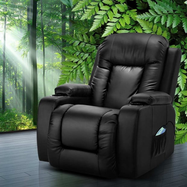 Electric Massage Chair Recliner Lounge Sofa Armchair Heat Leather Image 7