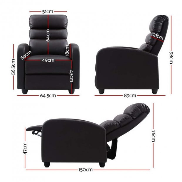 Luxury Recliner Chair Chairs Lounge Armchair Sofa Leather Cover Brown Image 2