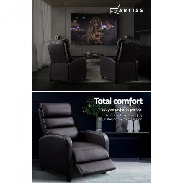 Luxury Recliner Chair Chairs Lounge Armchair Sofa Leather Cover Brown Image 5