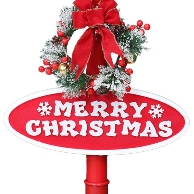 Christabelle 1.8m Christmas Lamp Post Outdoor Display Decoration LED Lights Front Yard Lawn Statue Ornament Red Image 7