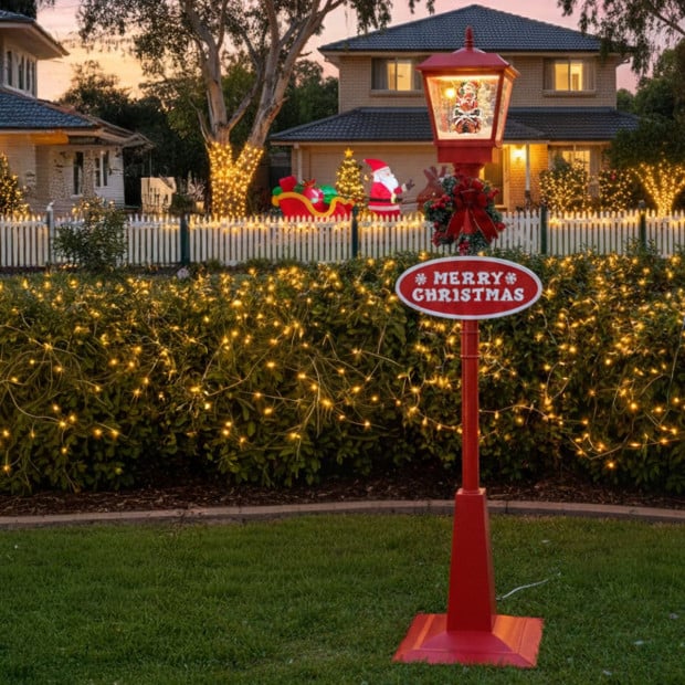 Christabelle 1.8m Christmas Lamp Post Outdoor Display Decoration LED Lights Front Yard Lawn Statue Ornament Red Image 8